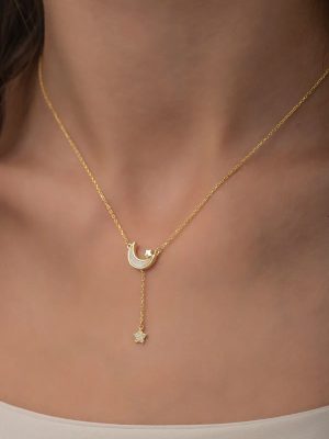 Yıldız Sallantılı Ay Kolye