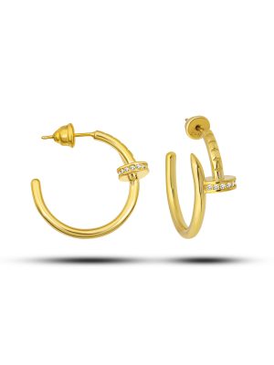 Zirkon Taşlı Çivi Küpe