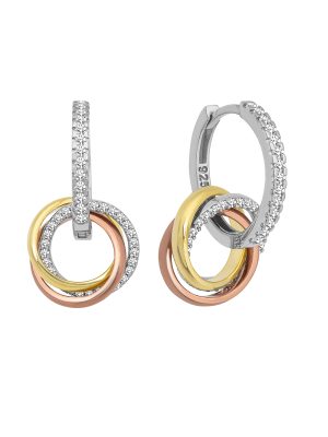 Zirkon Taşlı Üç Renk Küpe