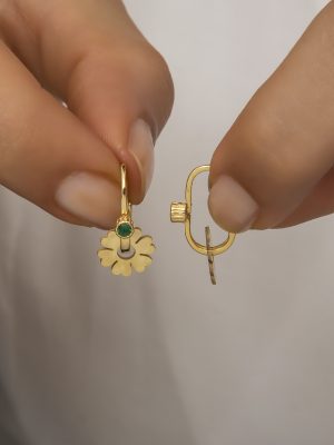 Yeşil Taşlı Göçmen Küpe